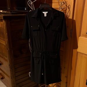 White House Black Market Black Button-Up Dress